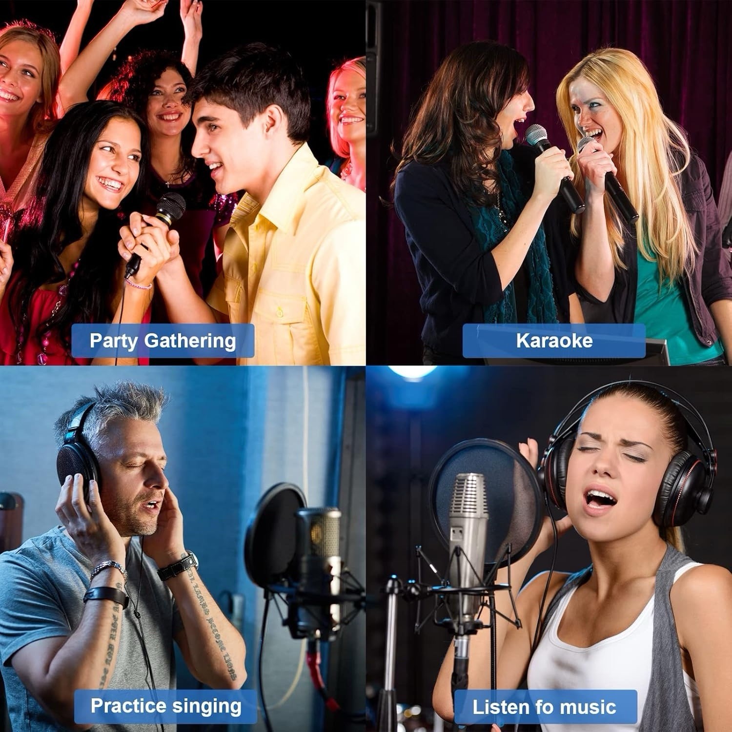 K201 Wireless Microphone Karaoke Mixer System, Dual Handheld Wireless Microphone