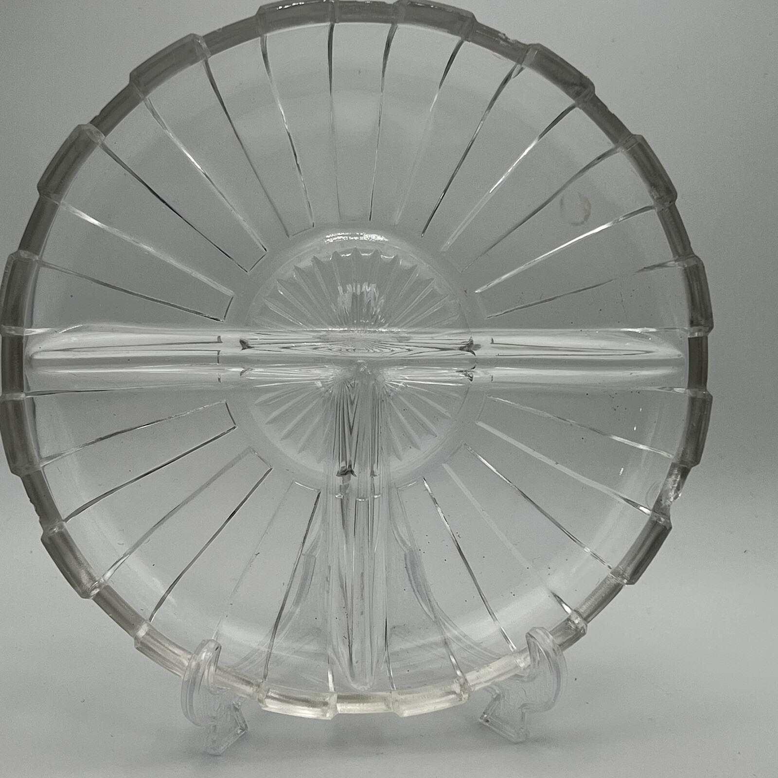 Clear Glass Divided Relish/condiments/nuts Dish 3 Sections 6.5in Vintage