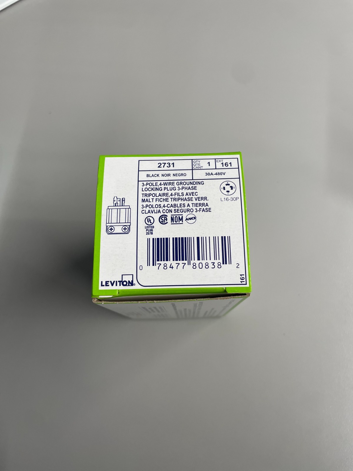 Locking Plug, 30 Amp, 480 Volt, Industrial Grade, Black & White