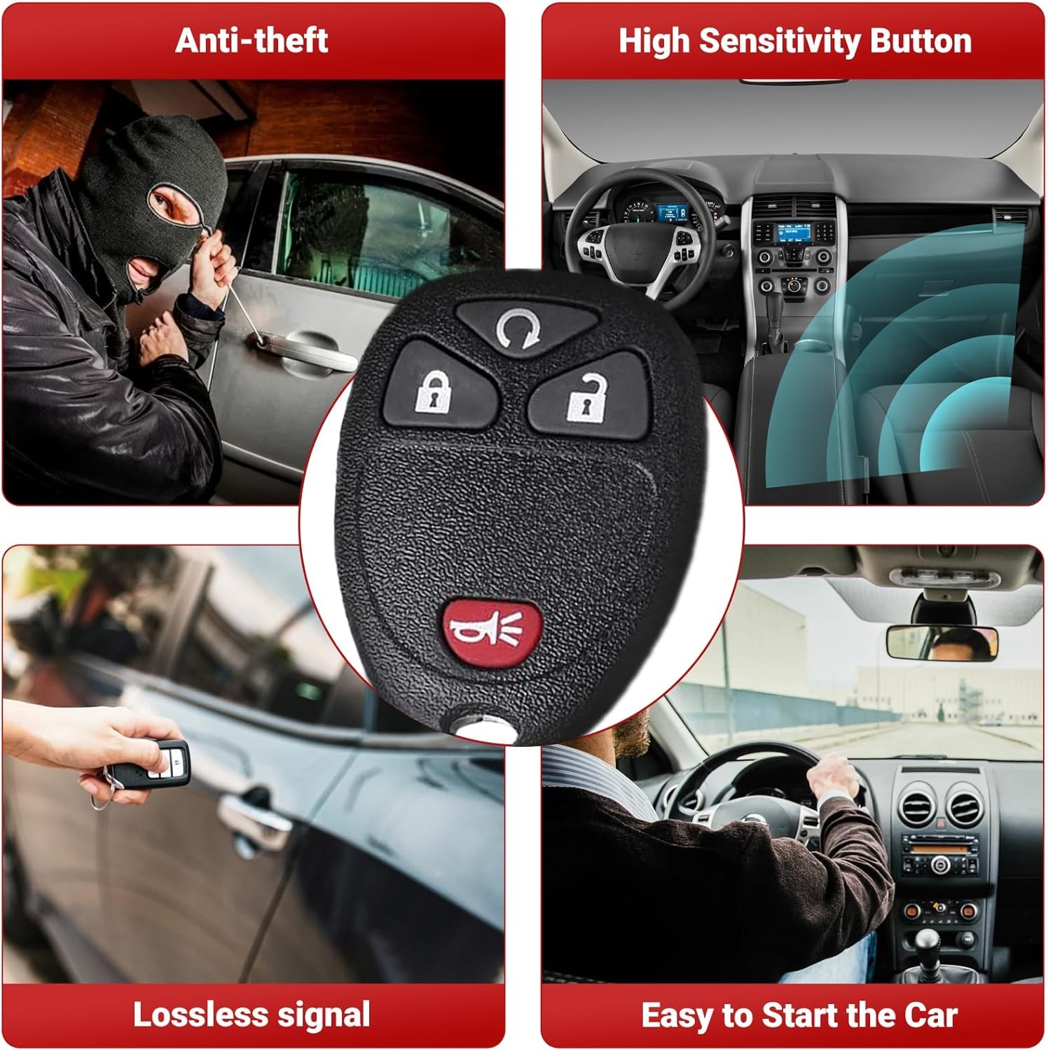Key Fob Keyless Entry Remote Control Compatible with Silverado Size: 4Btn, 1PC