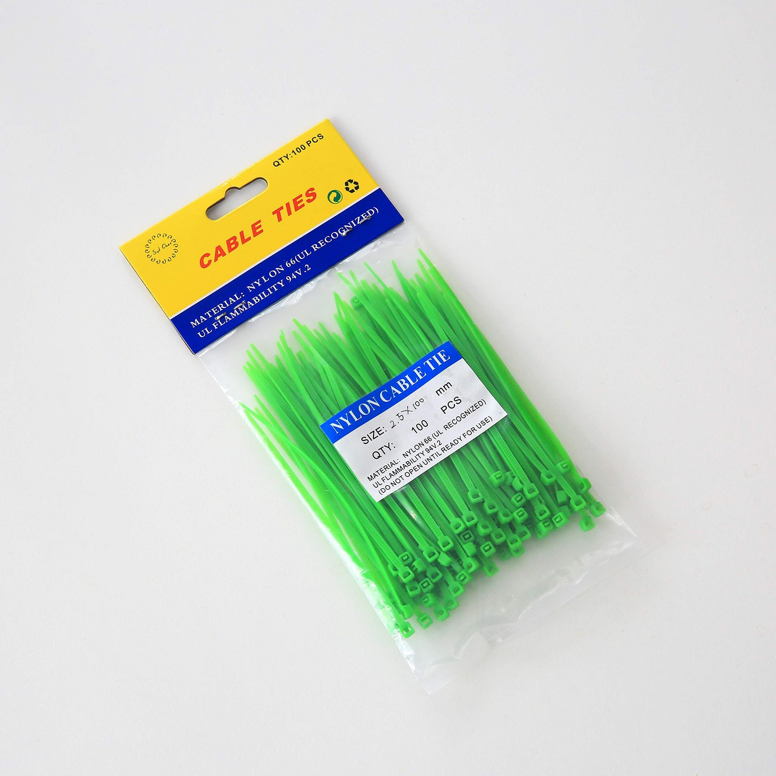 100 PCS 4 Inch Green Zip Ties 18lb Strength Nylon Cable Wire Ties Industrial