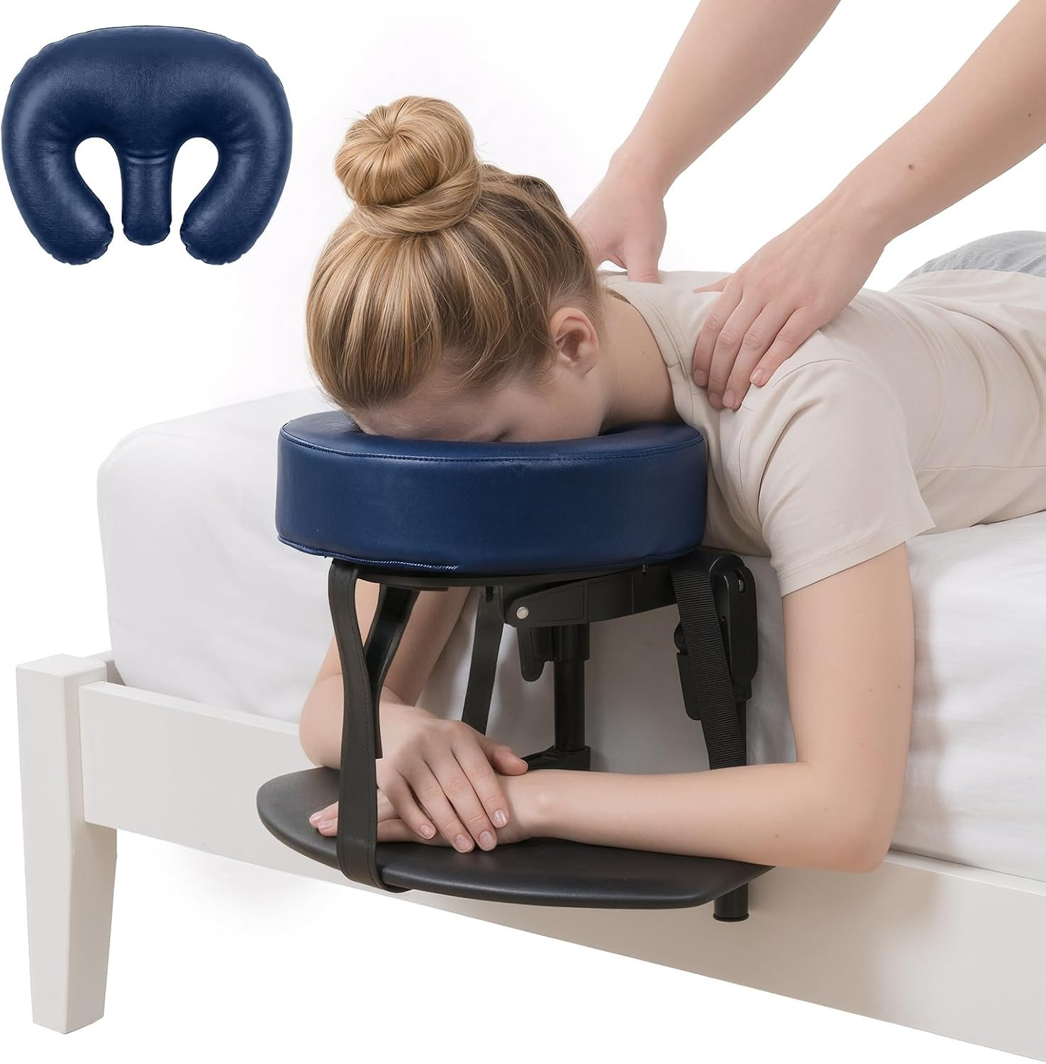 Adjustable Massage Headrest for Bed - Premium Leather Spa Face Cradle Pillow