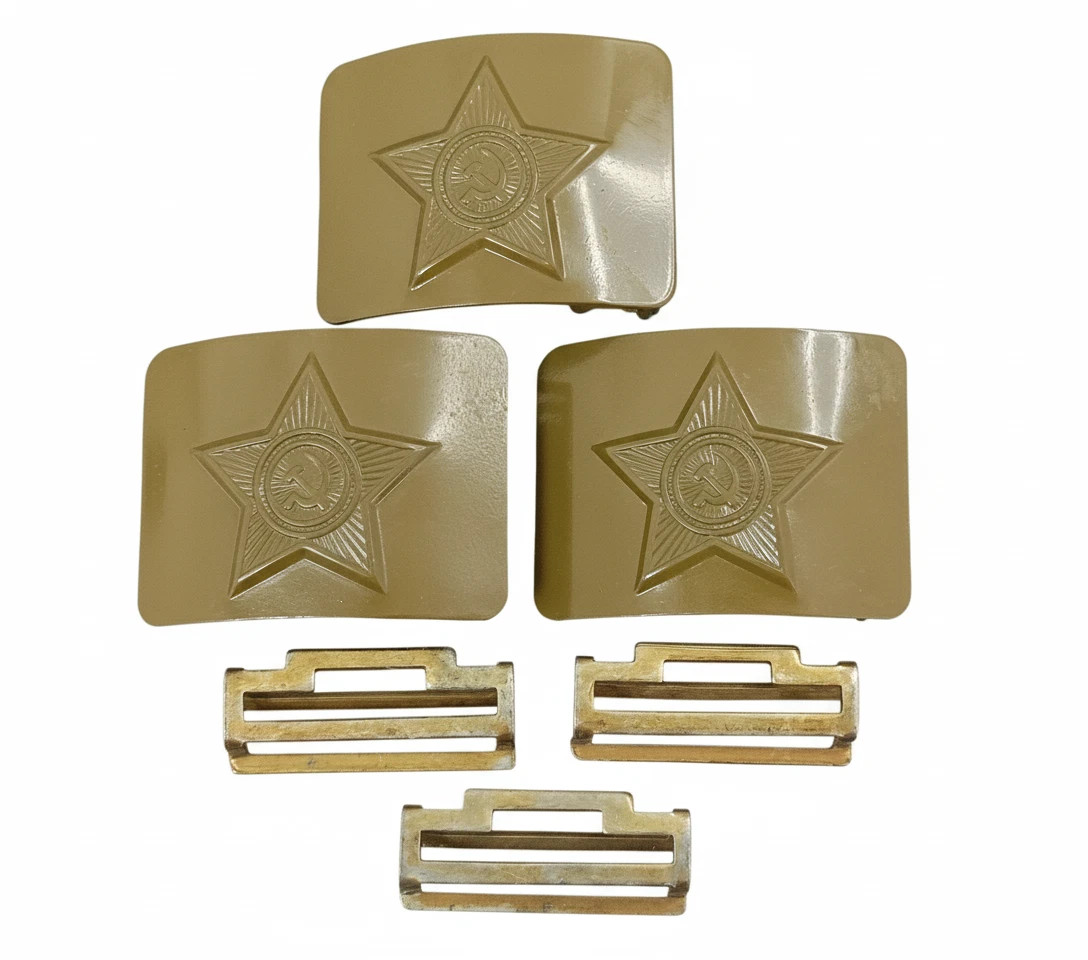 Set 3 PSC Belt Buckle Military USSR Soldier Soviet Army Volumetric Hook Surplus