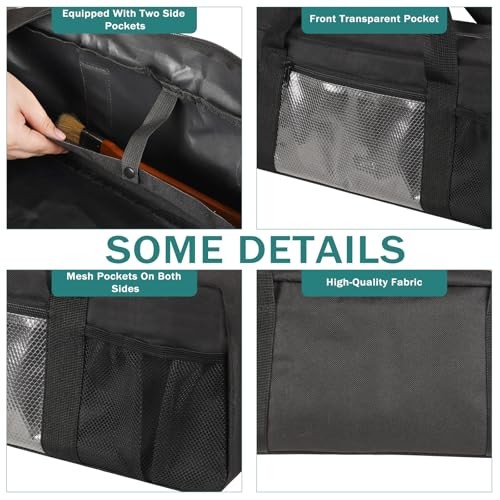 Grill Tool Storage Bag, Large Grill Utensil Storage Caddy with Pockets, Black