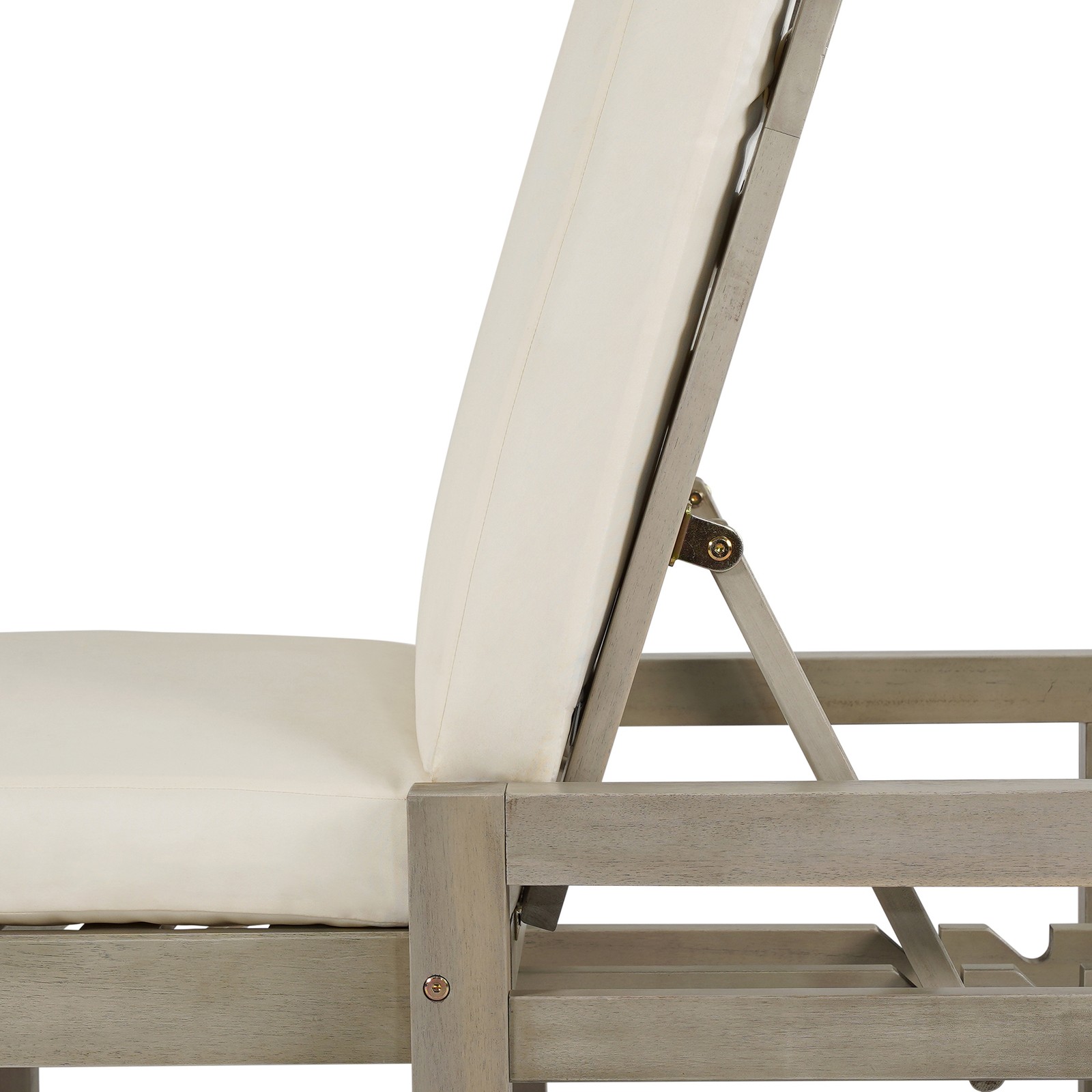 Patio Chaise Lounge Chair 2-Pack, Acacia Wood, Adjustable Backrest, Gray Cushion
