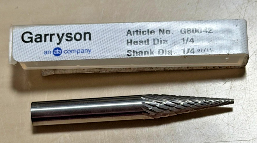 SM-3 Cone Shape 1/4" Tungsten Carbide Burr Die Grinder Bit 1/4" G80042