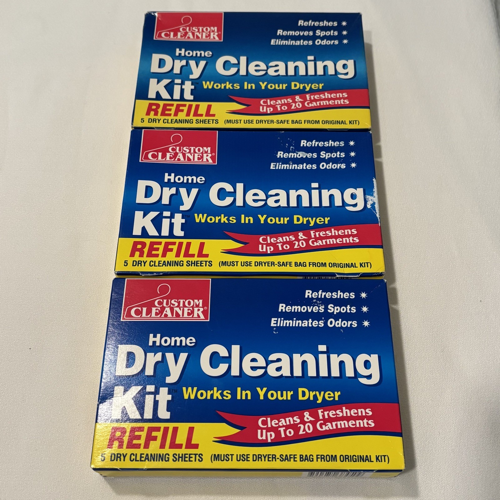 Custom Cleaner Home Dry Cleaning Kit REFILL 5 Cleaning Sheets - 3 Sealed Boxes
