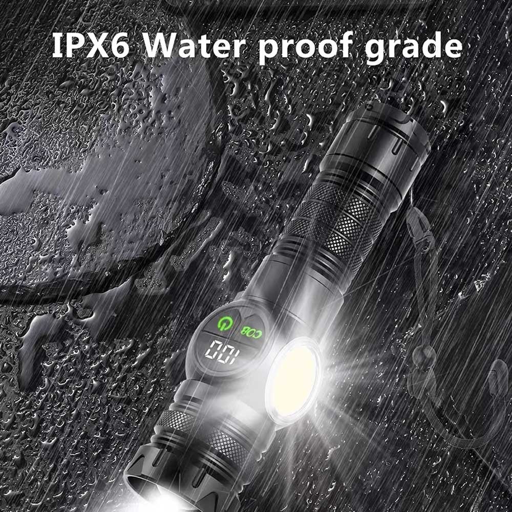 White Laser LEP Flashlight Torch COB Yellow Red Light Zoomable USB Rechargeable