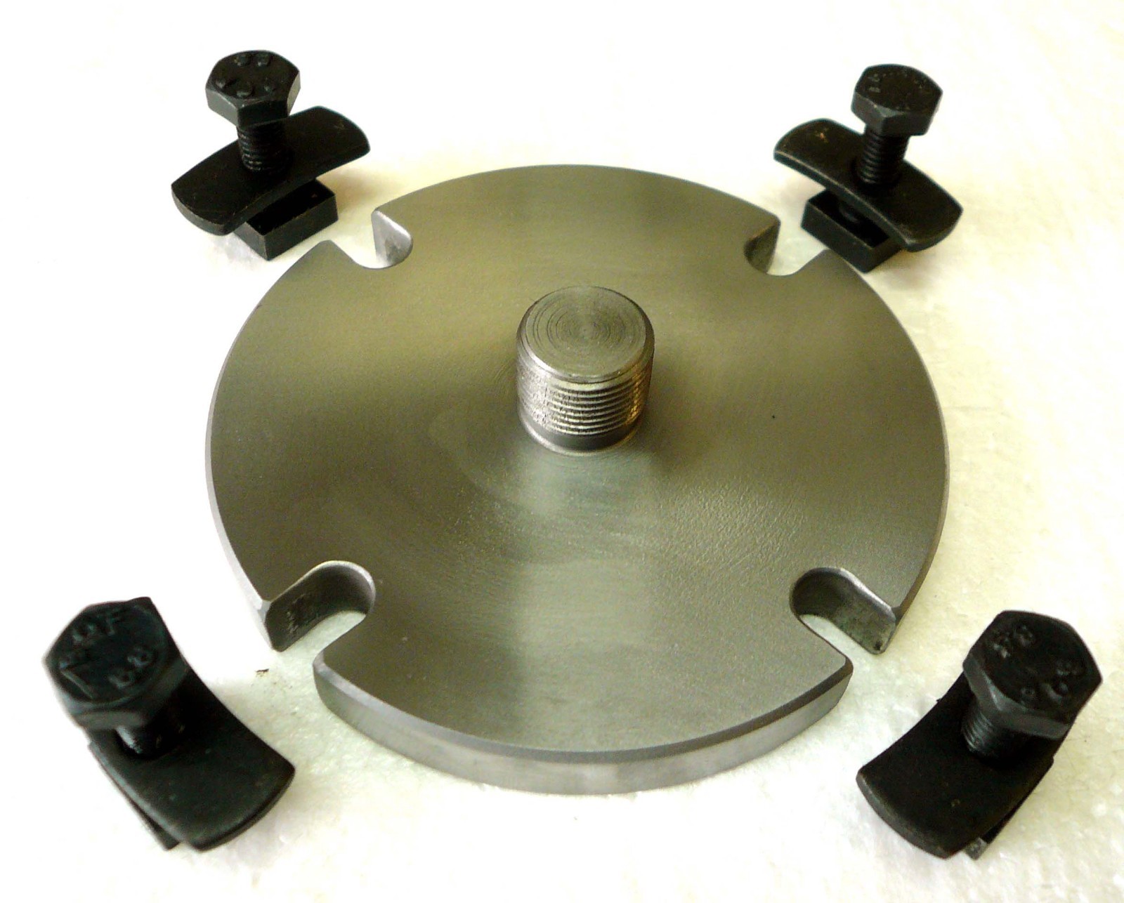 3-1/8" Back Plate M14x1 Threaded with 4 Slots + Hardware For Rotary Tables New