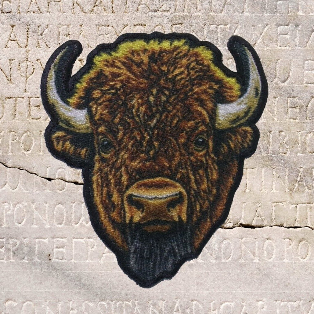 American Bison Applique Patch - Buffalo Animal Badge 3" (Iron on)