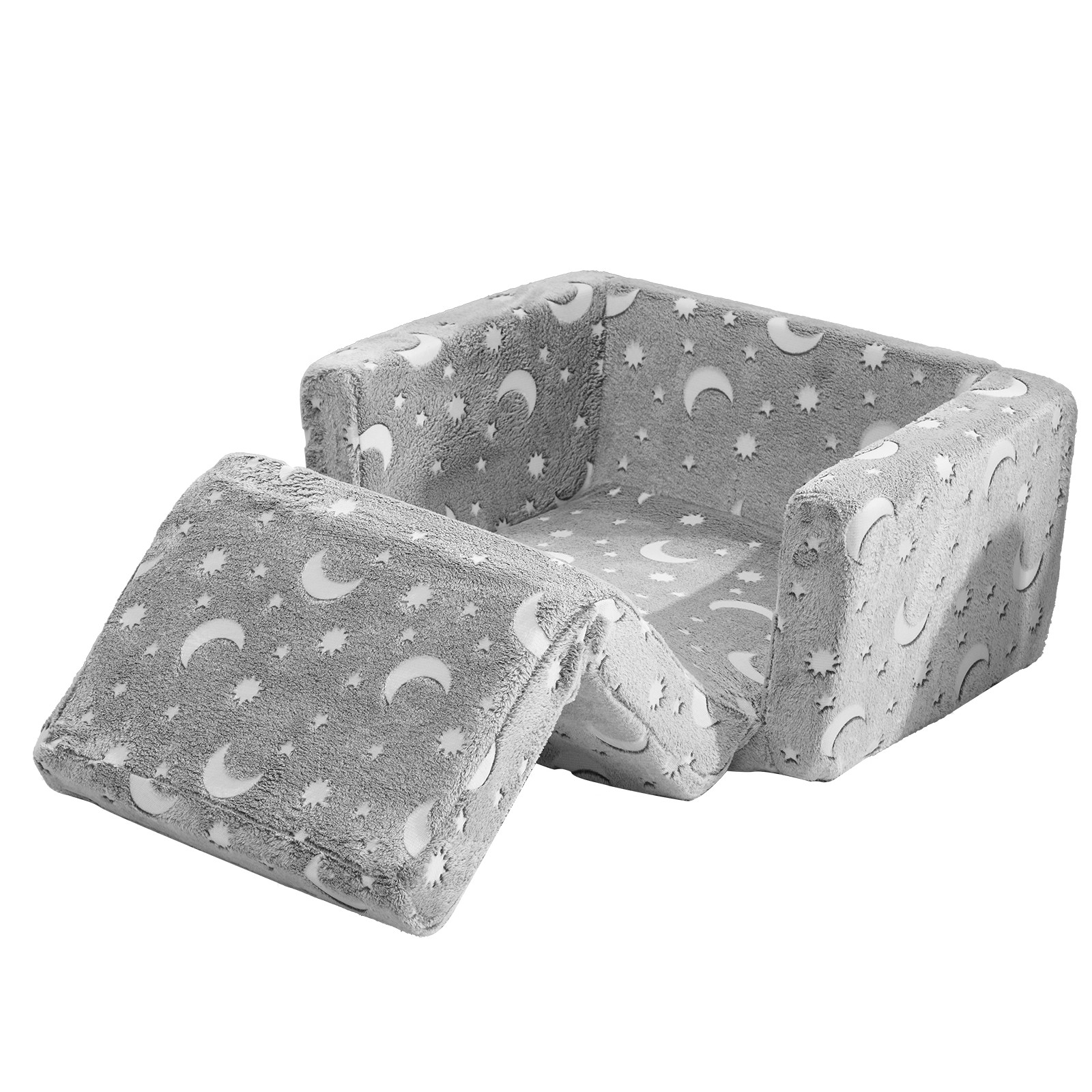 Glow-in-the-Dark Kids Foldable Sofa & Bed 2-in-1 All-Sponge Single Chaise Lounge
