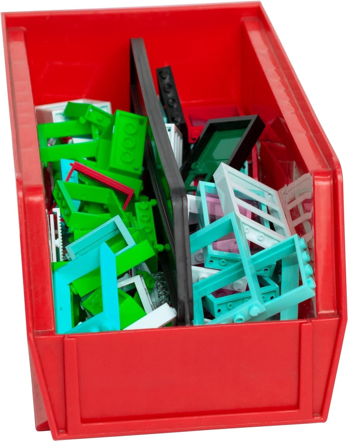 Stackable Storage Organizer Bin - 11-Inch x 5-Inch x 5-Inch - Red - 12-Pack