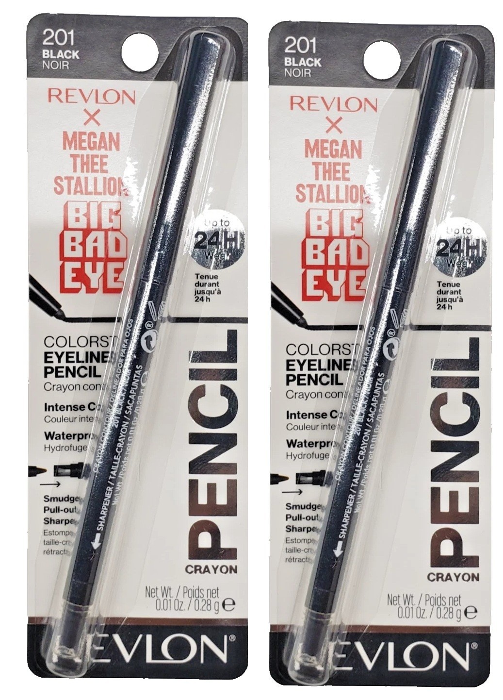 PACK OF 2 Revlon x Megan Thee Stallion Big Bad Eyeliner WATERPROOF - 201 BLACK