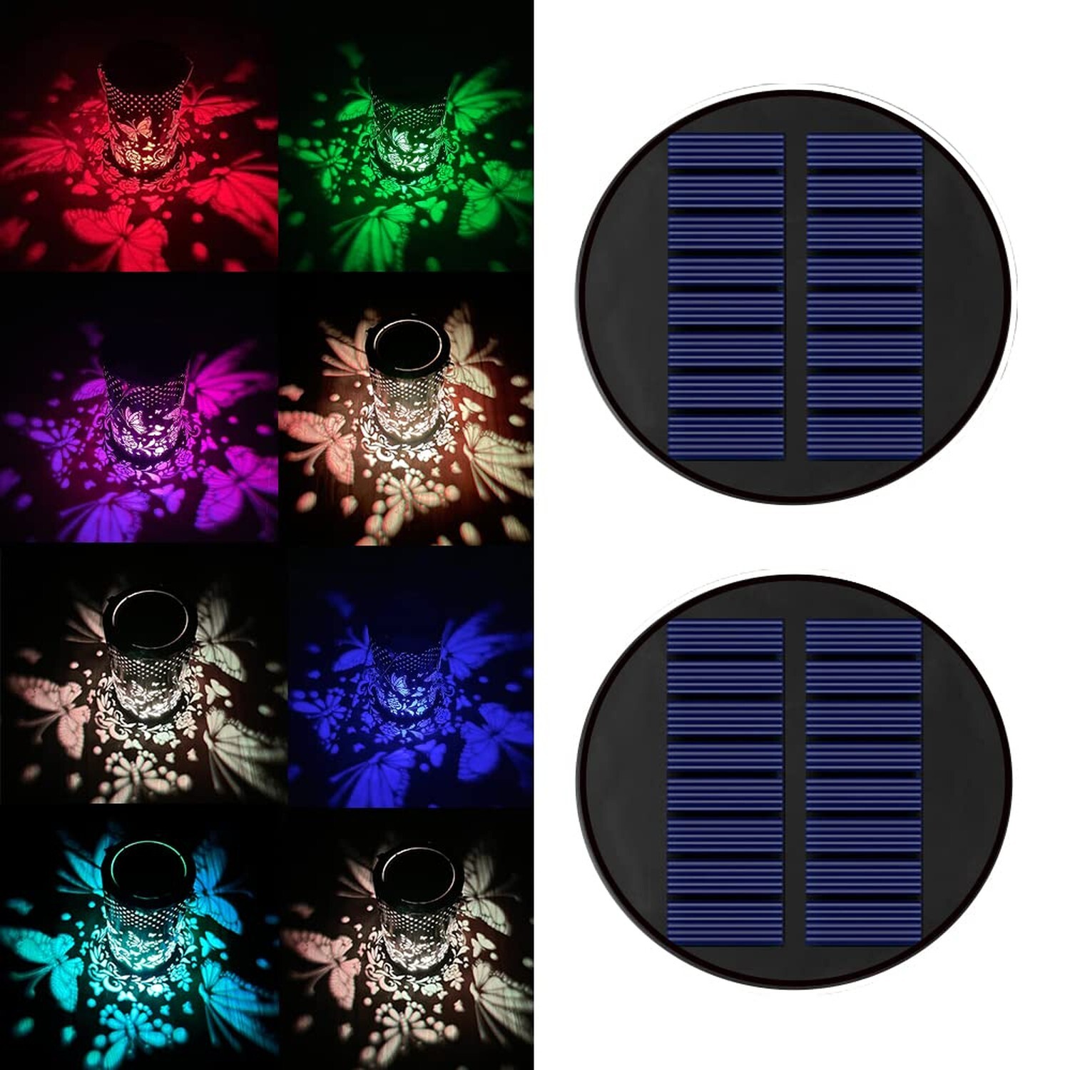2 Packs 8 Color Solar Lights Replacement Top(Top Size 3.74 inch,Bottom Size 2...