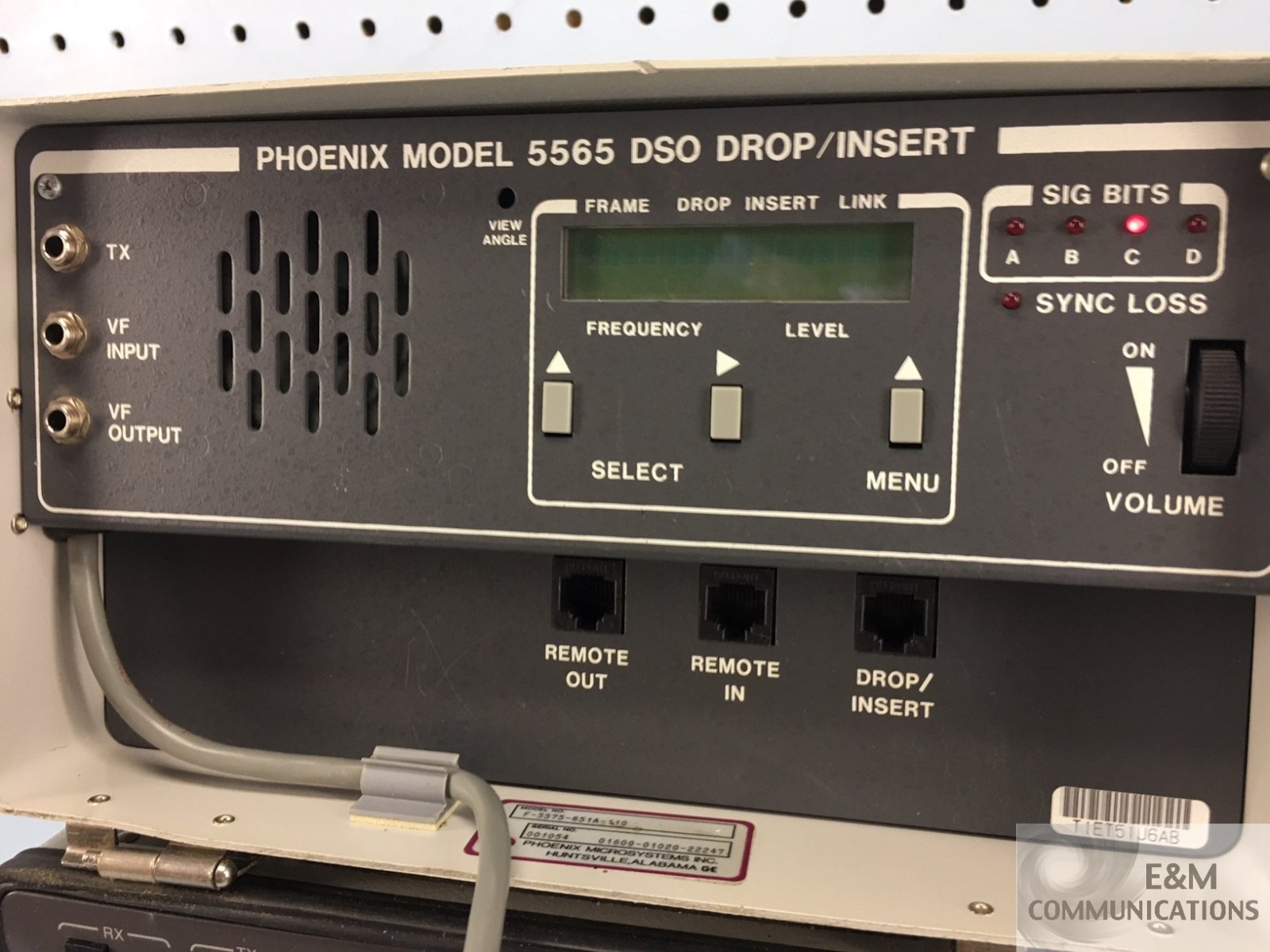 5575B PHOENIX MICROSYSTEMS T1 MICRO BERT W/ 5565 DSO DROP/INSERT INOPERATIVE