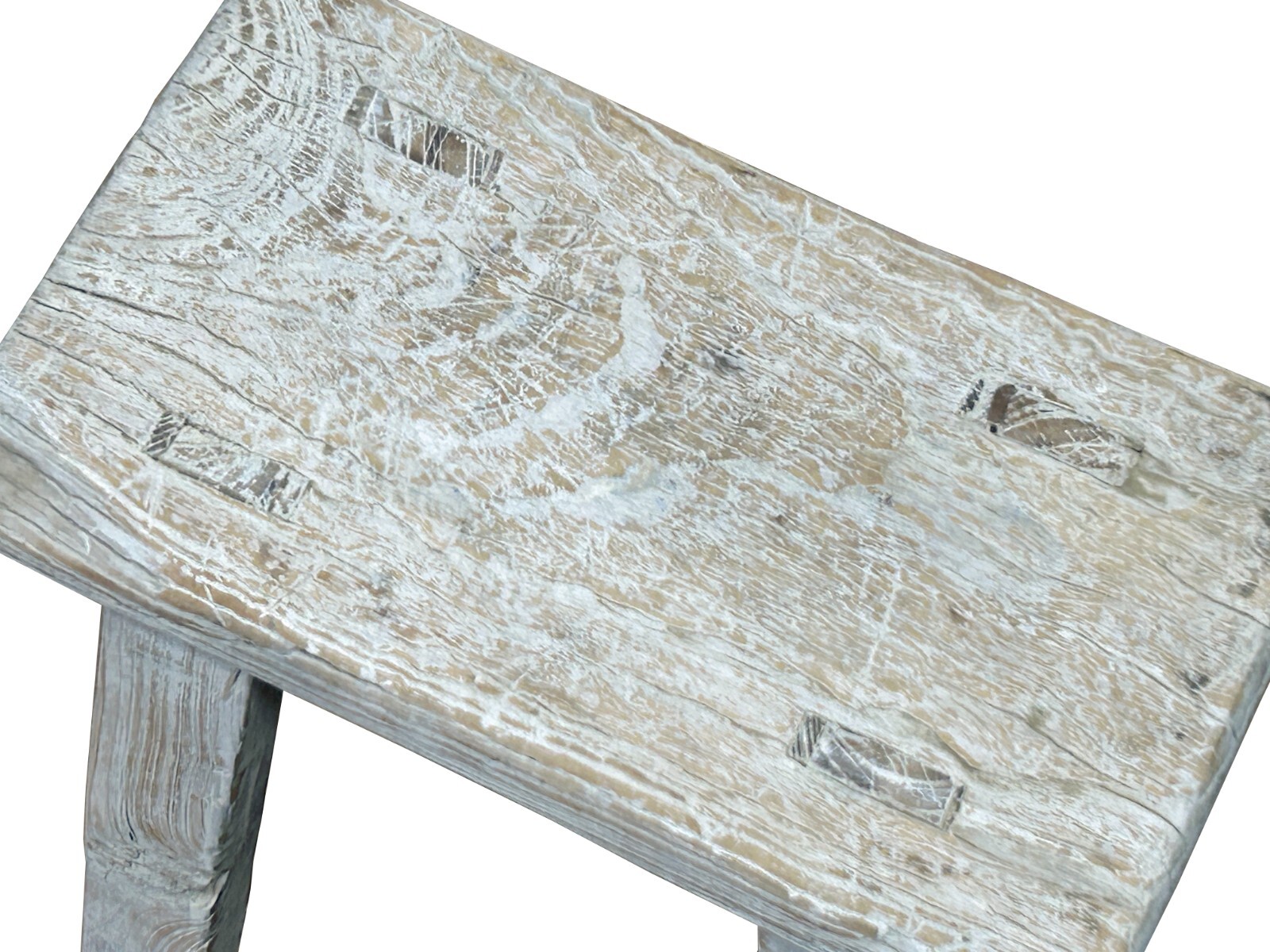 Rustic Raw Rough Wood Grain Rectangle Slim Stool Bench Side Table ws4616