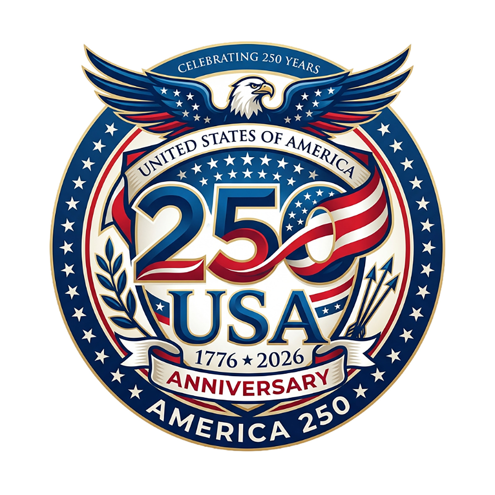 USA Flag Vinyl Decal Sticker for 250th Birthday Anniversary Patriotic Freedom