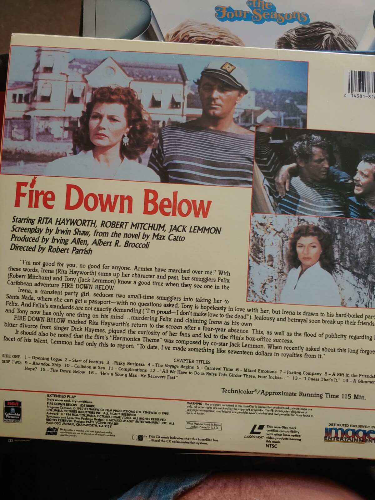 The Fire Down Below Robert Mitchum laserdisc Very Good Condition