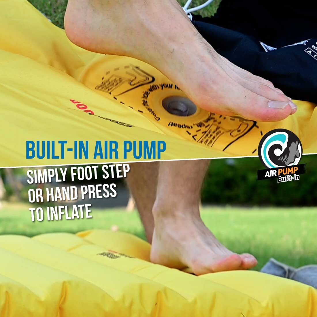 Extra Thickness | Wide Plus Sleeping Pad with Built-in Pump Inflatable Campin...