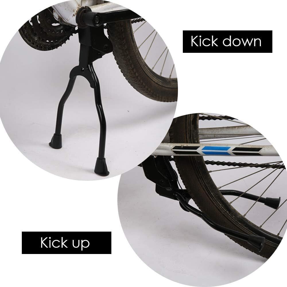 Bicycle Double Leg Side Stand Kick Kickstand Bike Support Spring Center Black US