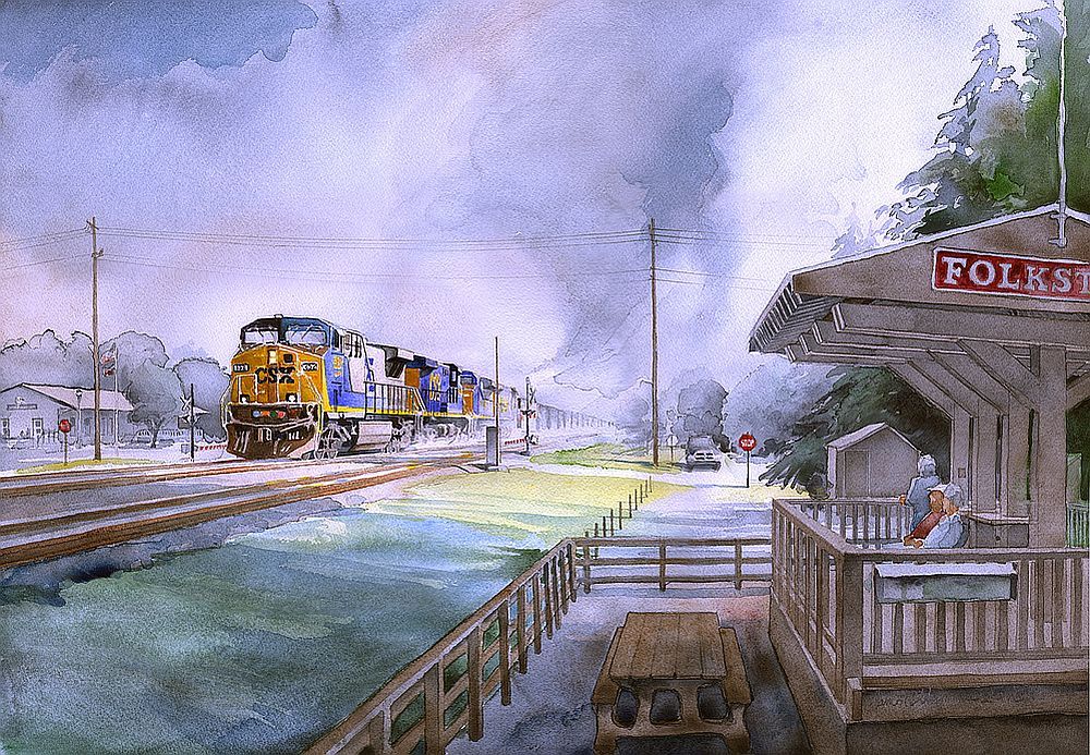 CSX Locomotive #352, Folkston Funnel, Georgia. James Mann Watercolor Notecards