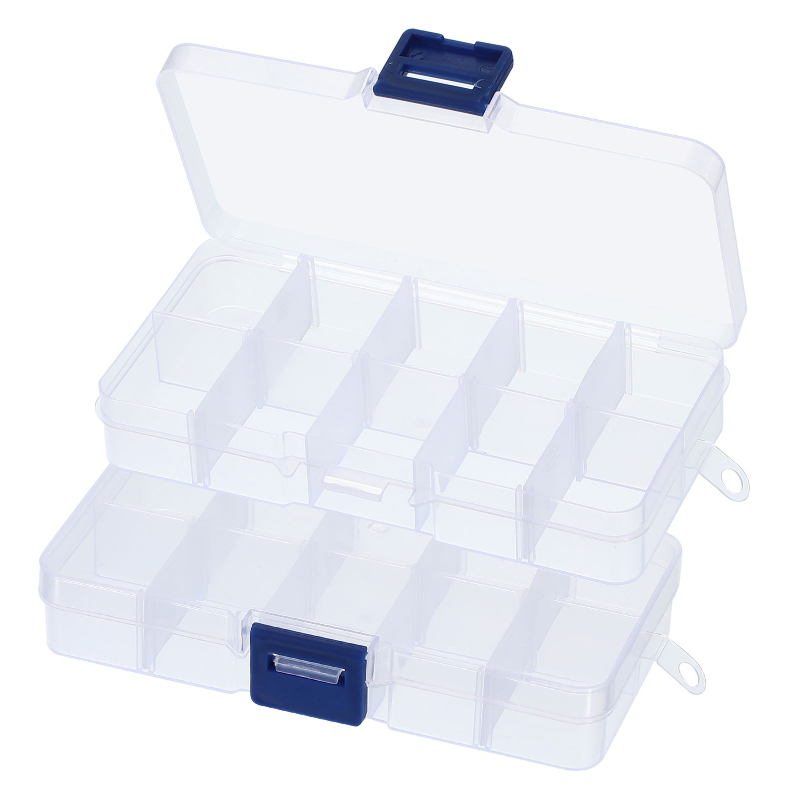 2 Pcs 2.5x 5x0.8 Inch Nail Charm Organizer 10 Grid Craft Storage Box Transparent