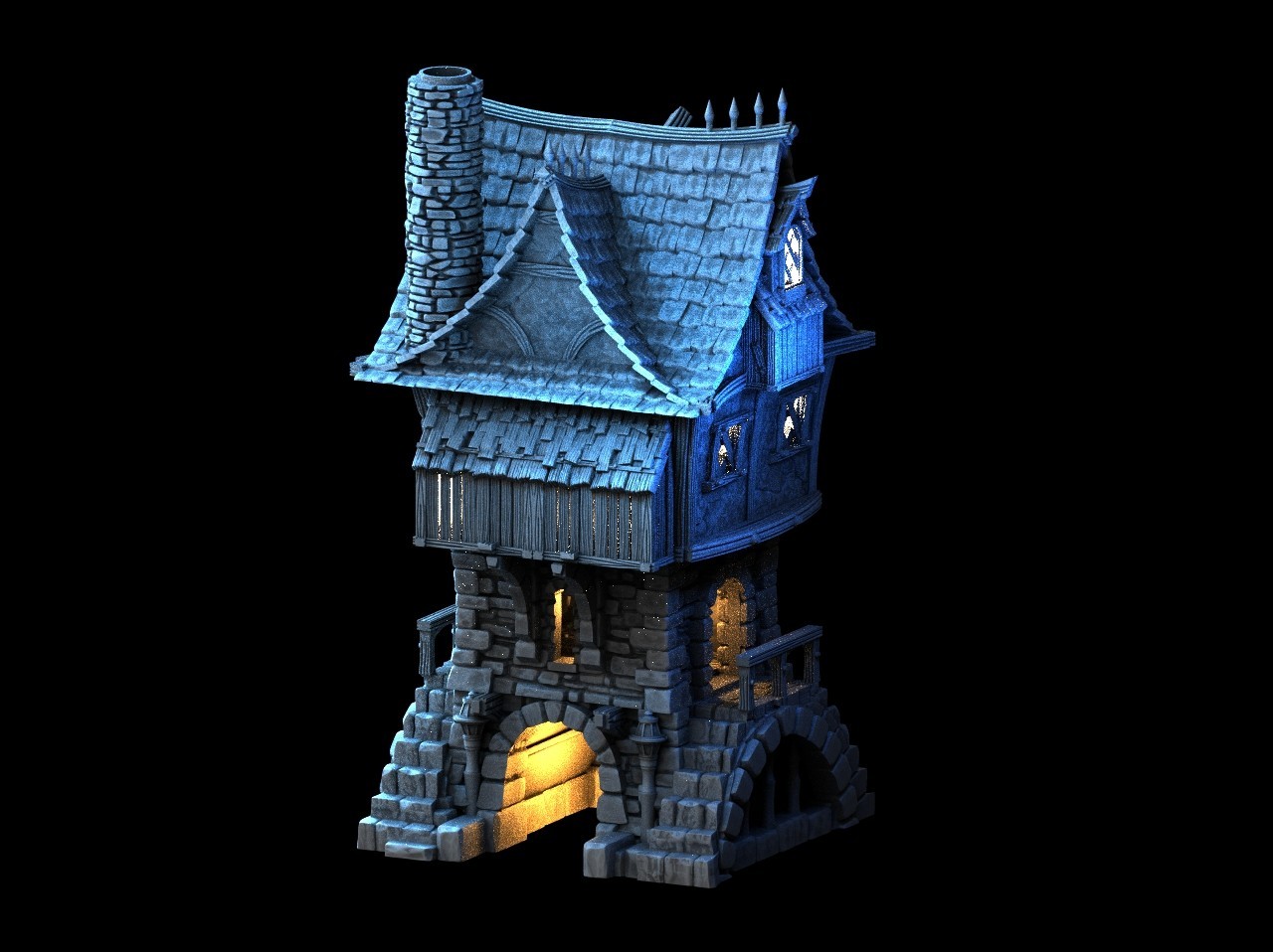 3d Print Tabletop Terrain Fantasy Gabled Dwelling DnD RPG Wargame Skirmish 28mm