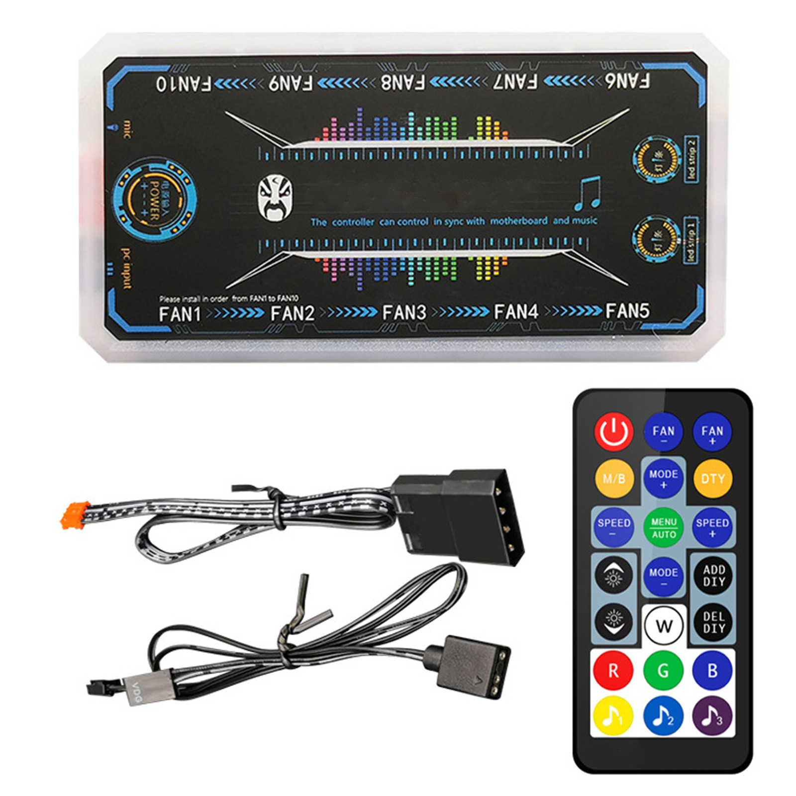 PC Cooling Fan Hub RGB Fan ARGB Controller Remote Control Computer Case Adapter