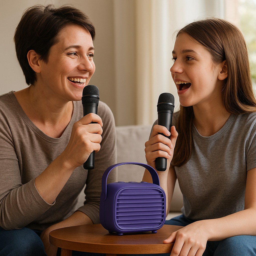 ERIHW KM02 Karaoke Machine Bluetooth Speaker 2 Wireless Microphones Set