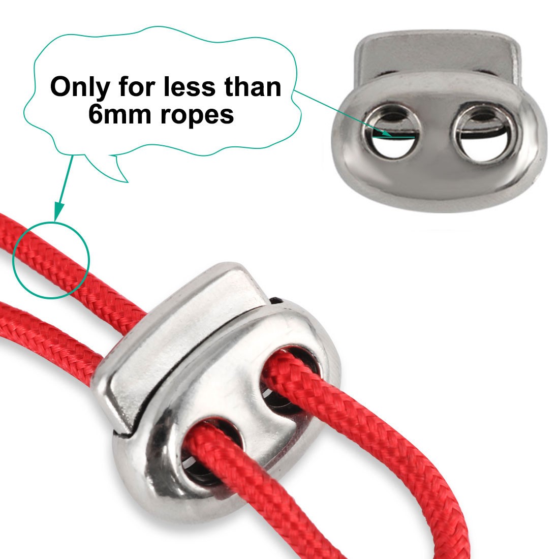 30pcs Plastic Spring Cord Locks Double Hole End Rope Fastener Slider Silver Tone