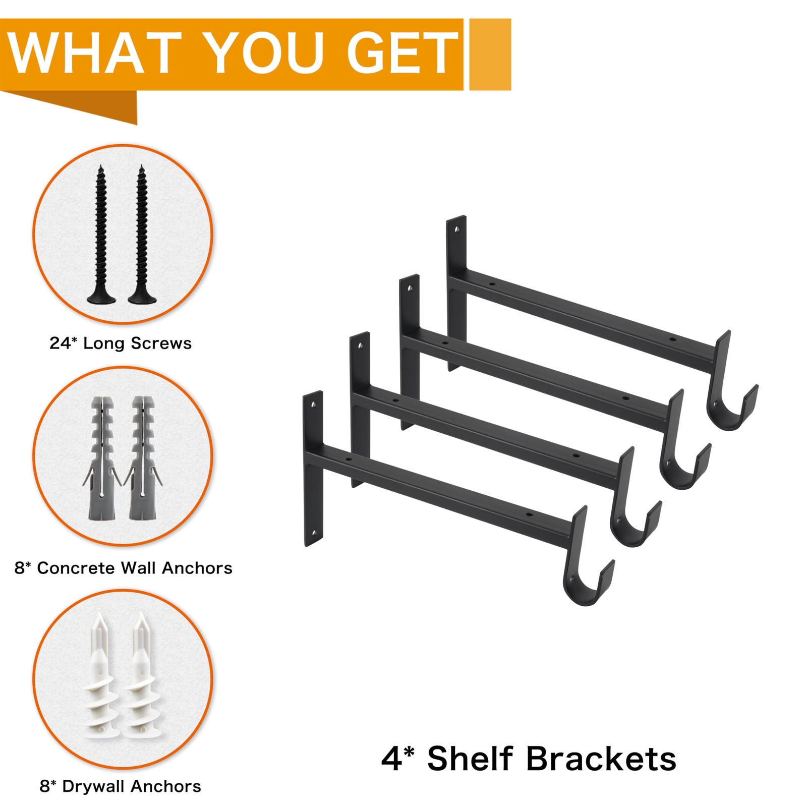 Closet Rod Bracket Shelf Bracket with Hook Black Closet Shelf Bracket with Ro...