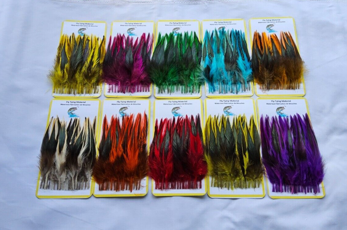 Saddle Hackle. Schlappen  Webby, 5-6" Long..  (10) pack combo. Free Shipp