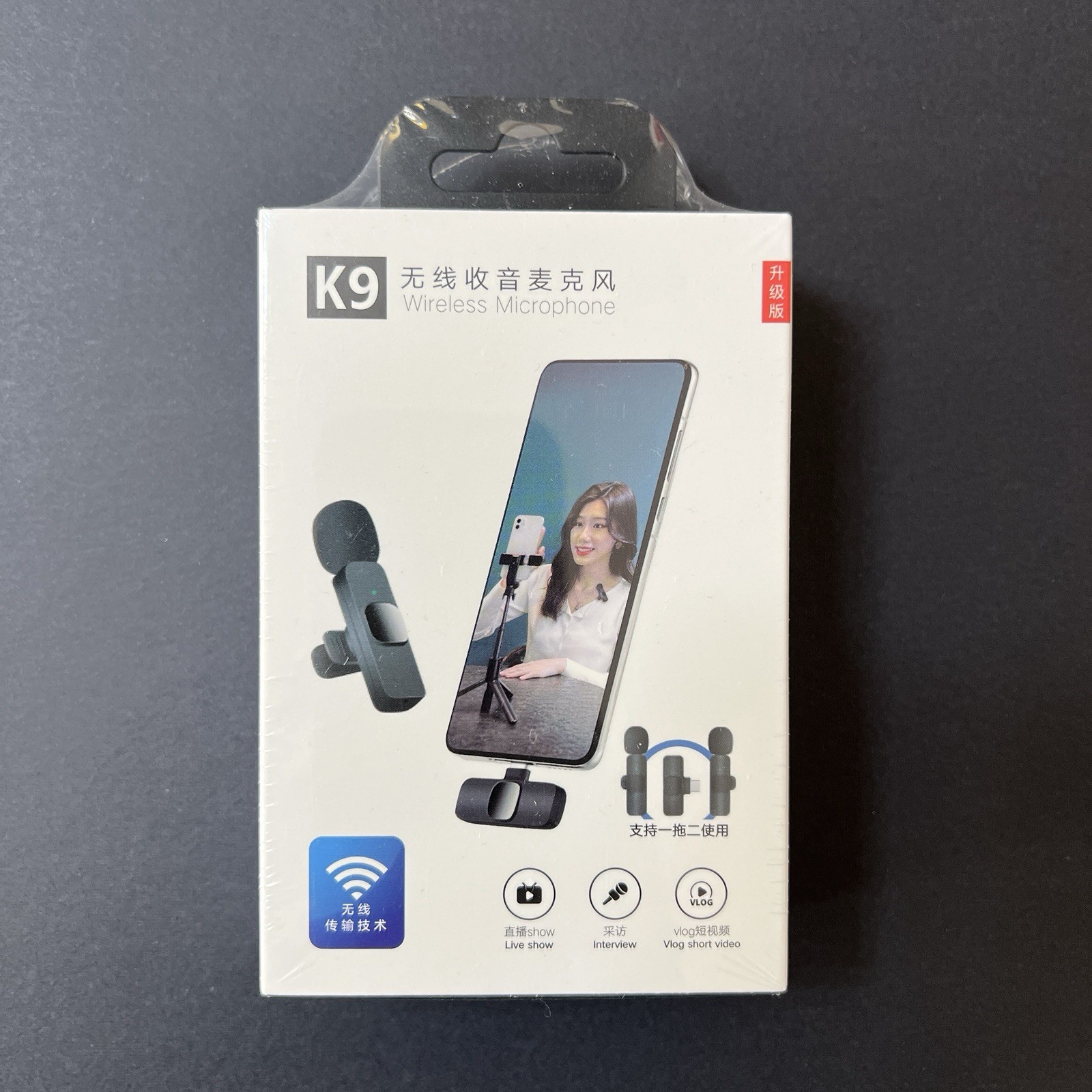 Wireless Microphone Set For iPhone & iPad 2 Pack K9 Live Shows TikTok Vlogging