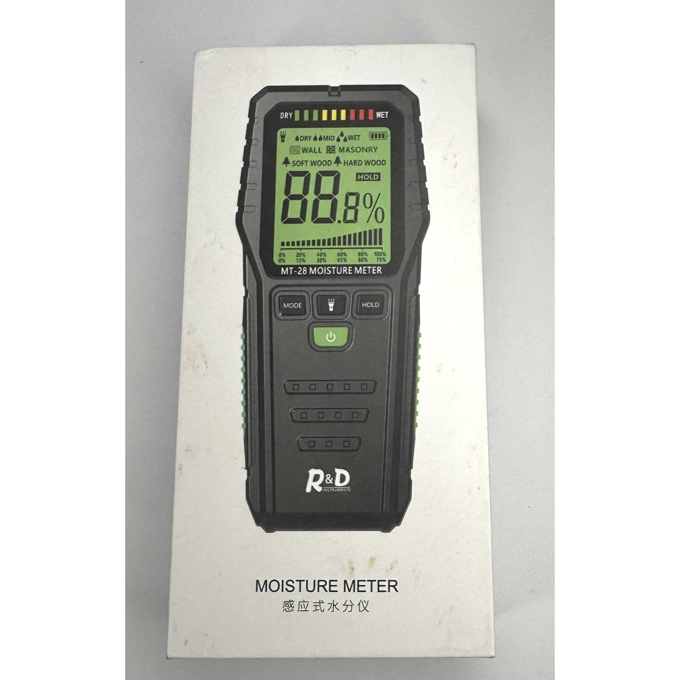 R&D Instruments MT-28 Pinless Digital Moisture Meter Multi-Material