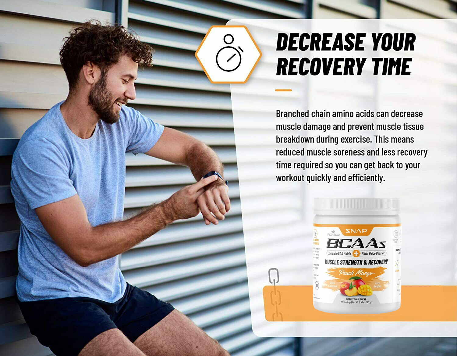 Snap Supplements Peach Mango BCAA Powder - Amino Energy - 2 Pack