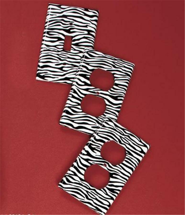 FASHIONABLE DECORATIVE ZEBRA STRIPED SET OF 3 ELECTRICAL SWITCH OUTLET COVERS