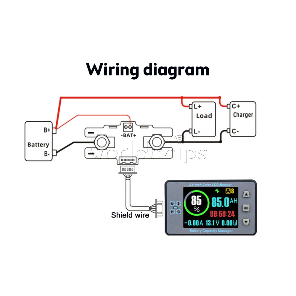 2.4 inch Bluetooth Voltage Current Capacity Meter Battery Coulometer DC 8-100V