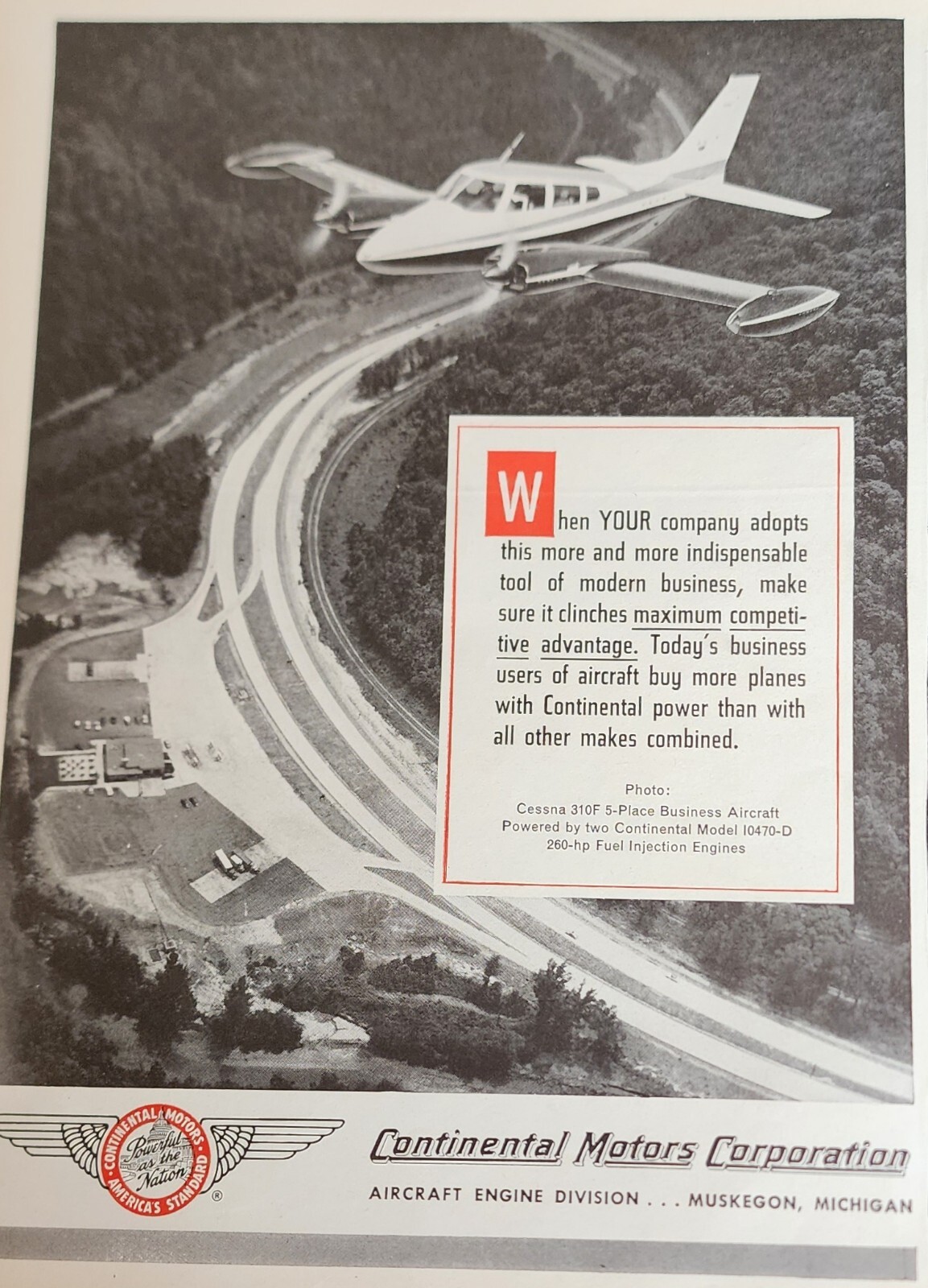 Cessna Aircraft Plane Magazine Ad Picture Vintage 1961 Display Art