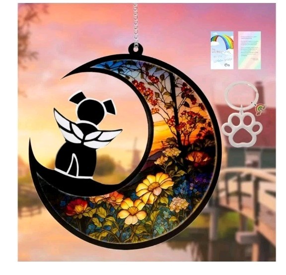Dog Memorial Suncatcher, Personalized With Name Date Dog Breeds Suncatcher, (25)
