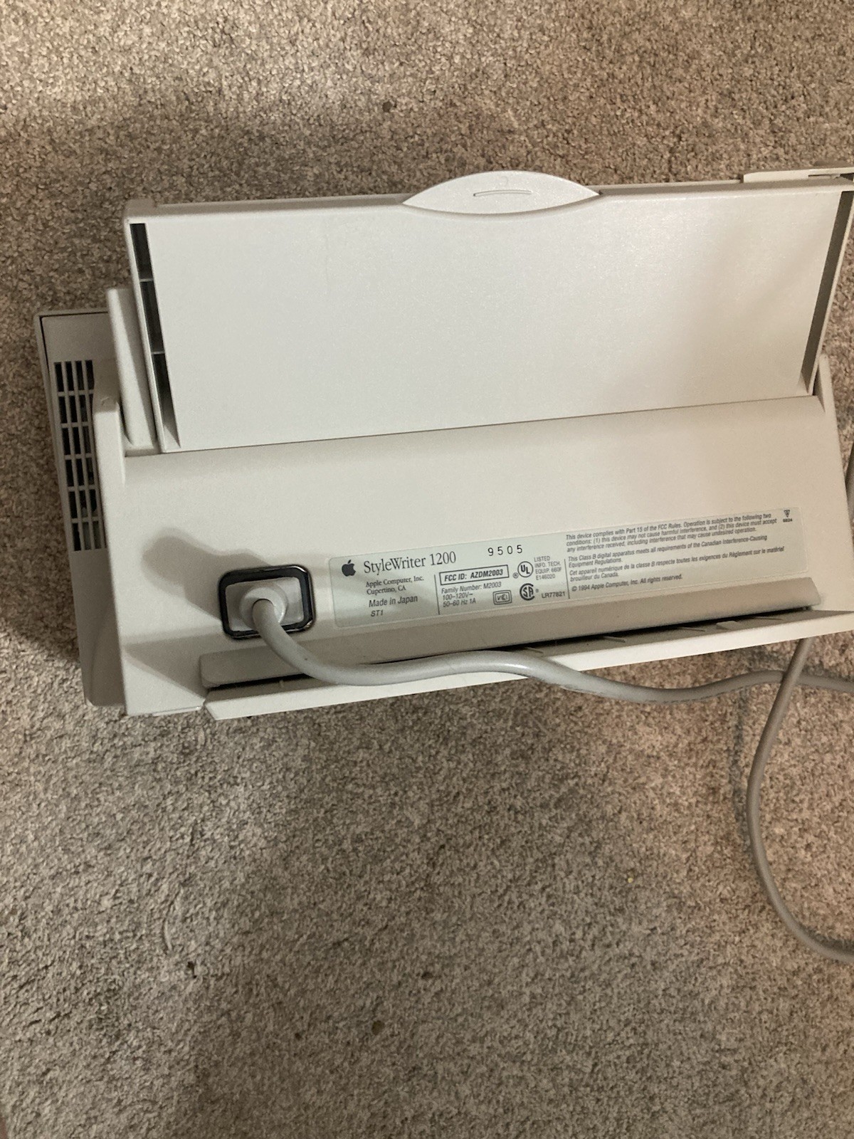 Vtg Tested Apple Stylewriter 1200 Computer Printer M2003 POWERS ON Moves On Rail