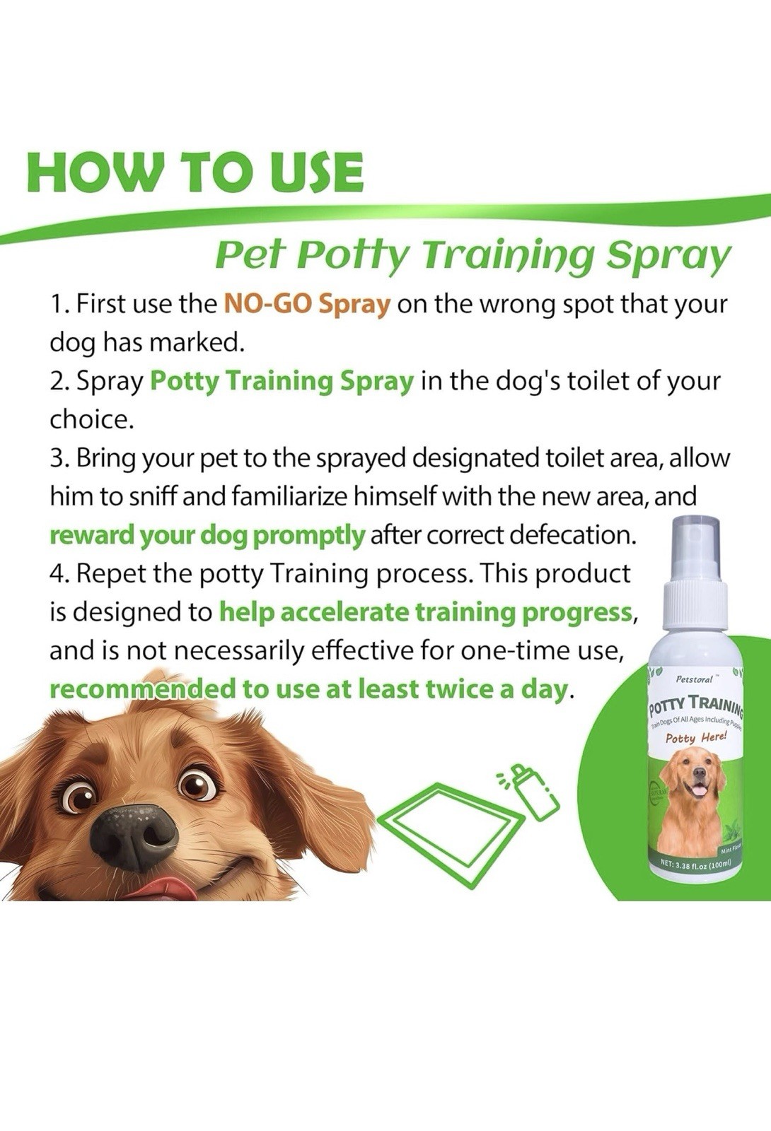 Petstoral Pet No-Go & Puppy Potty Training Spray 3.38 Fl Oz/100ml Kit