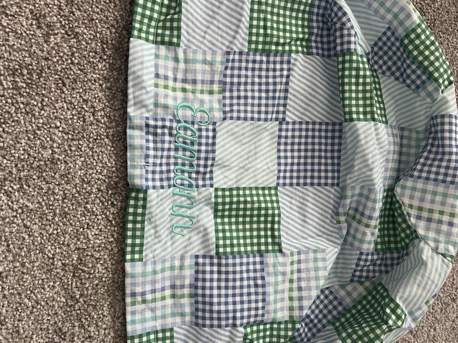 Pottery Barn Kids Large Easter Basket Liner Gingham Monogrammed Eamonn