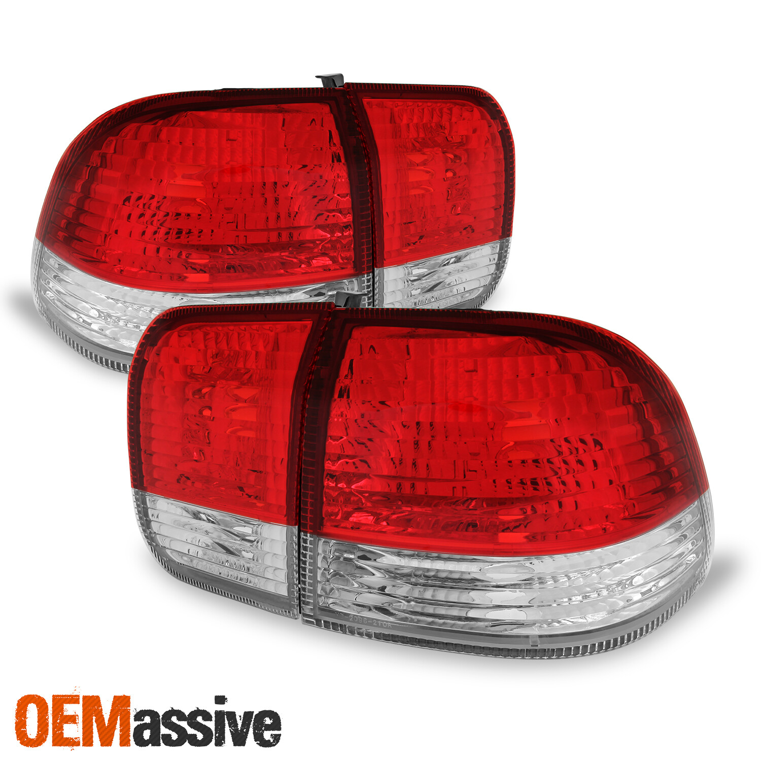 Fits 1996-1998 Honda Civic 4Dr Sedan Red Clear Tail Lights Lamp Left+Right Pair