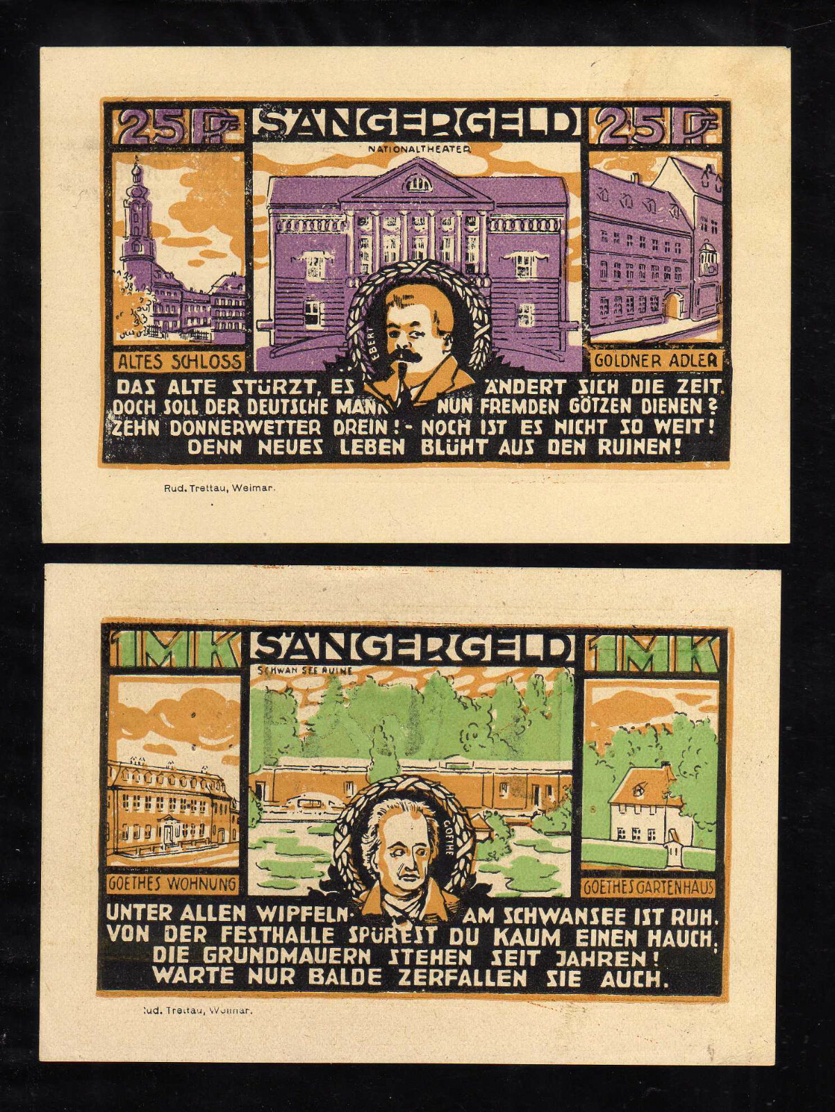 WEIMAR (THUR. SANGERFEST)  GERMANY NOTGELD   -  25 PFENNIG, 1 MARK