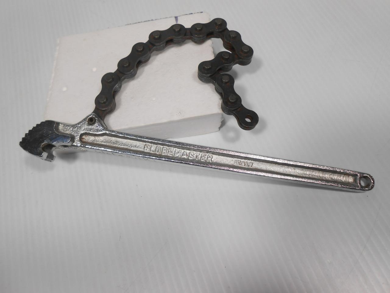 Vintage GLOBEMASTER 63370 Chain Pipe Wrench Plumbers Tool ITALY.