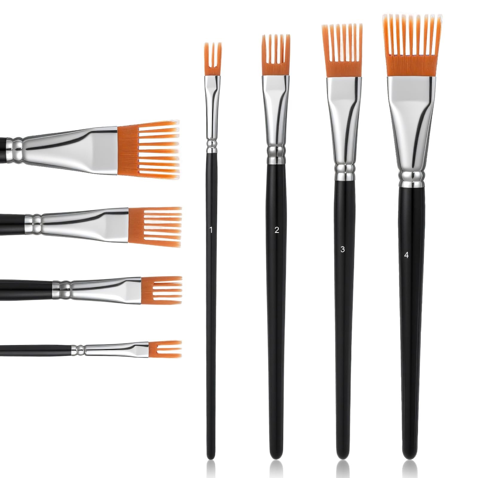 4 PCS Grainer Brush Set Texture Professional Flat Comb Artist Paint Brushes