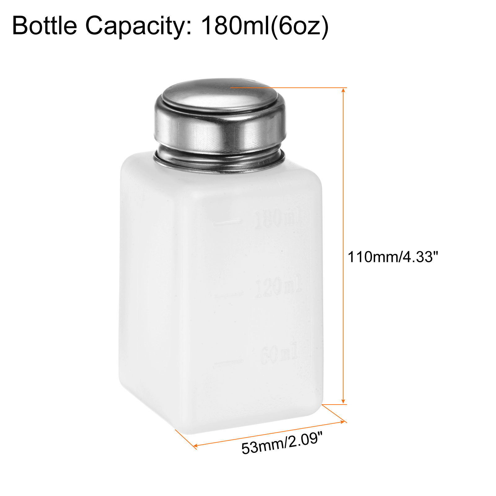 3pcs Solvent Alcohol Dispensers 180ml Push Down Liquid Dispenser Pump White