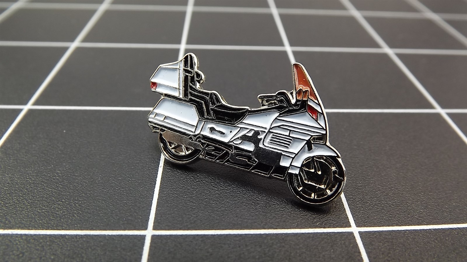 FREE SHIP Lapel Pin White Enamel MOTORCYCLE 1" LIFETIME GUARANTEE