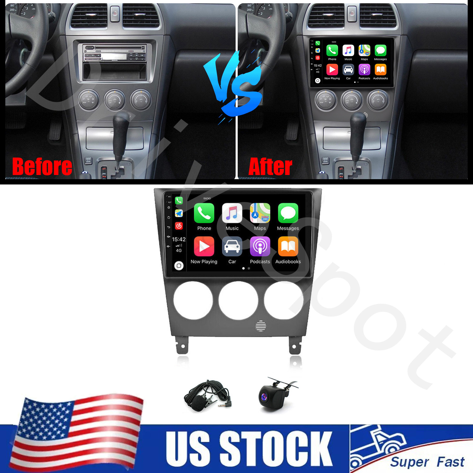 9" Front Android 13 Car Play Stereo Radio For Subaru TS Wagon 4-Door 2.5L 2002