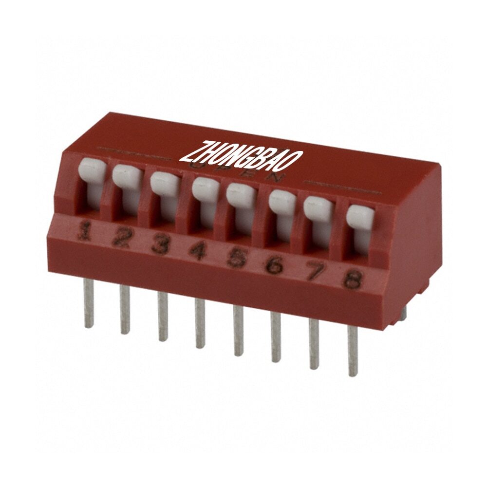 76PSB08T Dip Switch SPST 8 Position Through Hole Right Actuator 150mA 30VDC